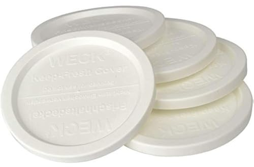 WECK Frischhaltedeckel aus Kunststoff, 5 Stück, klein = 60 mm, passend für Modelle 080, 755, 760, 761, 762, 763, 764, 766, 902, 905, 975, 995