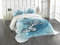 ABAKUHAUS Hai Tagesdecke Set, Hammerhai Fisch Verziert, Set mit Kissenbezug Waschbar, für Einzelbetten 170 x 220 cm, Dunkles und Benzin blaues weiß