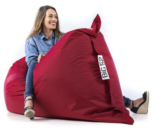 LIVEDECO - Pouf Géant Bordeaux BiG52 Classic 170x130 cm - Déhoussable, Intérieur/Extérieur, Rempli de Billes de Polystyrène