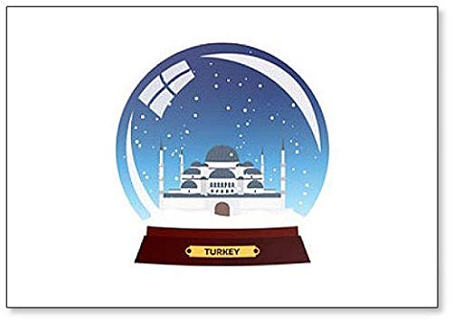 Schneekugel City Türkei Kühlschrankmagnet, Motiv Winter Travel Illustration