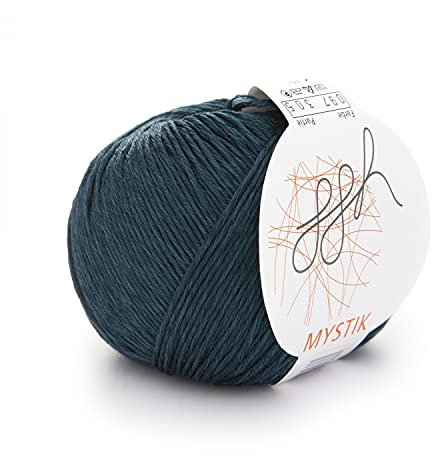 ggh Mystik - Baumwolle und Viskose Mischung mit Glanzeffekt - Wolle zum Stricken oder Häkeln - Farbe 097 - Blaupetrol