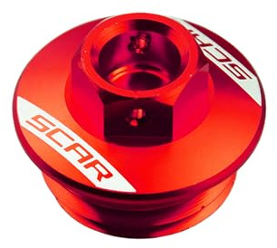 SCAR Öleinfüllschraube Öleinfüllschrauben Öleinfüller Deckel kompatibel mit KAWASAKI KX KXF KLX KFX 250 450 04-26 - Rot