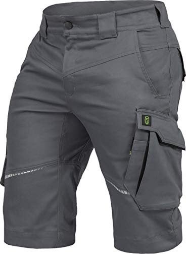 Leibwächter Arbeitsshorts Herren Flex Line Grau – Größe 60 – Robuste Cargo Hose mit Taschen – Handwerker Shorts – Berufsbekleidung – Multifunktionshose mit Reflektoren