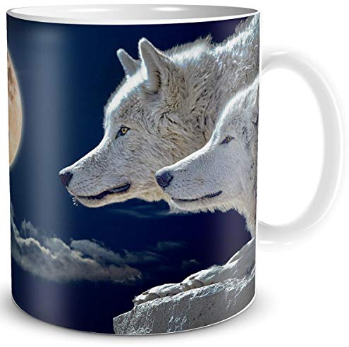 TRIOSK Fantasy Tasse Halloween Wolf mit Motiv Mond Wölfe zauberhaft mystisch Geschenk für Gothic Hexen Zauberer Zaubertrank Magie