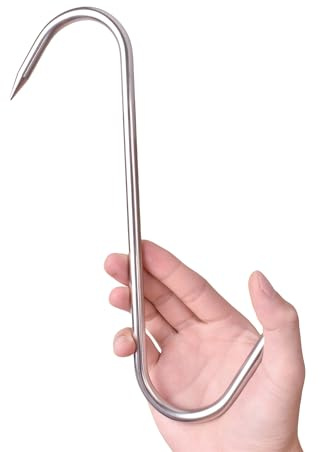 Alele - Gancio da macellaio in acciaio INOX resistente 25,4 cm, 8 mm, 4P