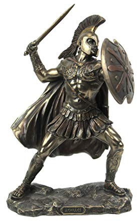 Veronese Design Achilles Trojanischer Kriegsheld mit Speer und Schild Tischstatue Achilleus