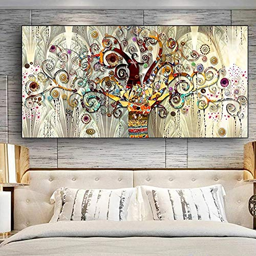 RAILONCH DIY 5D Diamant Painting Bilder Groß,Goldener Baum des Lebens Diamant Painting Dekoration für Wohnzimmer und Schlafzimmer (50x100cm)