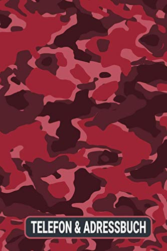 Telefon und Adressbuch: Telefon - und Adressbuch für Ihre Adressen, Kontakte und Telefonnummern. Einfaches Organiesieren dank Register / Woodland Rot Camouflage
