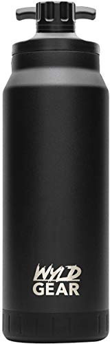Wyld Gear Mag Bottle 34 oz (1.005 ml), Black - Inklusive Magna Lid/Cap (magnetischer Verschluss & Kappe) | Thermosflasche | BPA-frei