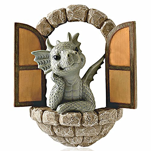 Kolylong® Schöne Hof Drachenskulptur, Drachen dekorative Skulptur Harz Home Decors Garten Ornamente für Garten, Balkon oder Outdoor Harz Handwerk