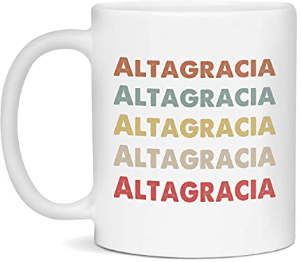 Taza de café de cerámica con nombre personalizado de Altagracia retro vintage, 11 onzas, color blanco