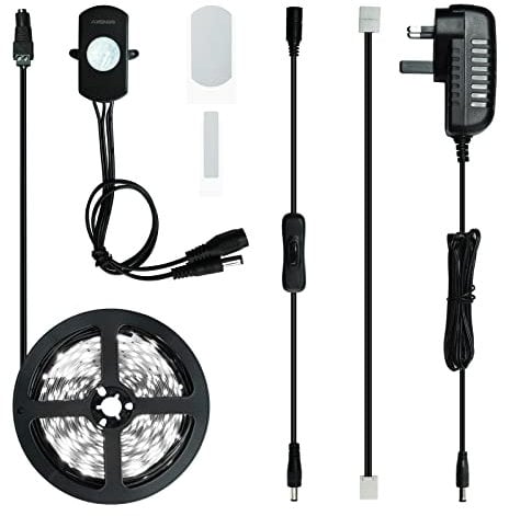 LED Strip Lights Motion Activated, 2.5M DIY Flexible Motion Sensor Under Cabinet Lighting Kit, DC12V Led Strip Lights with Sensor for Kitchen Home Bed Lights, Decorative Lighting