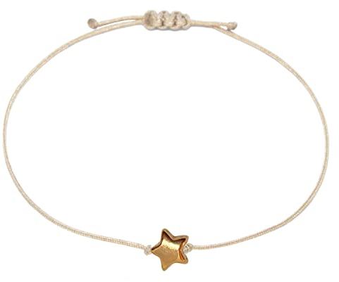 Selfmade Jewelry Armband Damen Roségold Stern Größenverstellbares Armkettchen mit Sternchen Handgemacht Inkl. Geschenk-Verpackung (Rosegold - Beige)