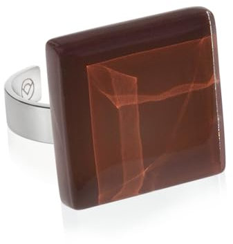 Statement Ring mit braunem Stein (20mm) • Geburtsstein Schmuck Geometrisch • Edelstahlring größenverstellbar (min. Ø 19mm) • handgemacht & nachhaltig
