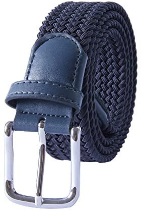 MIJIU Uomini della cintura elasticizzata, cintura intrecciata intrecciata per uomini 1 3/8 per pantaloni per il tempo libero da golf magliette jeans blu navy blu