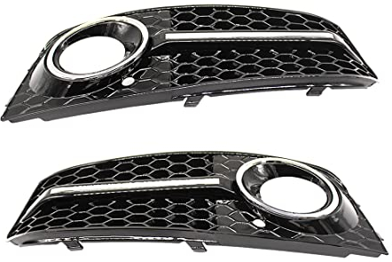 HZTWFC Schwarz Chrom Ring Trim Nebelscheinwerfer Kühlergrill Abdeckung Grill Paar 8KD 807 681 8KD 807 682 Für Audi A4 B8 2008 2009 2010 2011