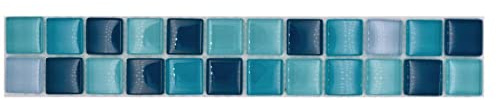 Mosaik Borde Bordüre Glasmosaik Mosaikfliese mix blau petrol türkis Wand Fliesenspiegel Küche Dusche