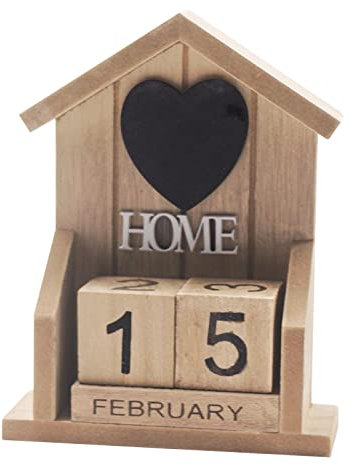 Duiaynke Holzkalender Rustikale Holzblöcke Kreative Vintage Stil Kalender Monat Datum Nummer Anzeige Büro Wohnkultur