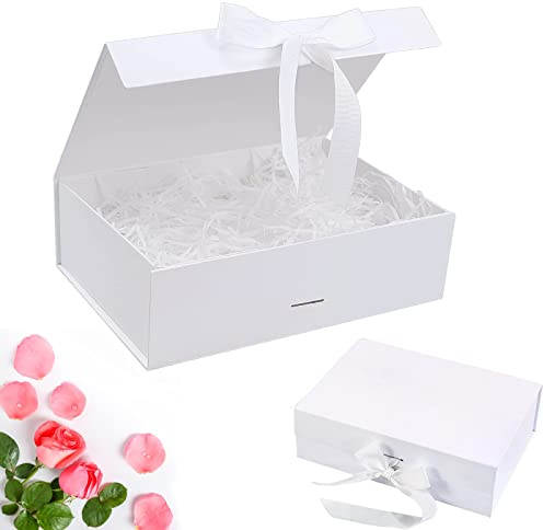 Geschenkverpackung Box,Geschenkbox mit Deckel,Geschenkbox mit Schleife,Wiederverwendbare Dekorative Box, für Hochzeiten, Geburtstage, Jubiläen (C)