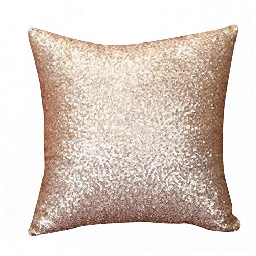 Pailletten Kissen Dekorativ Glitzer Pailletten Kissenbezug Zierkissen 40 x 40 cm Pailletten Kissenbezüge Dekokissen Kissenhülle mit Verstecktem Reißverschluss für Sofa Auto Zuhause (Gold, One Size)