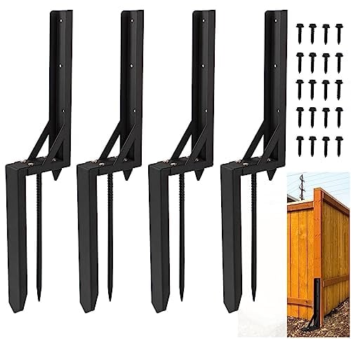 Wpbhk 4PCS Fence Post Repair Kit Heavy Duty Fixer Anchor Ground Spike Fence Post Support Stake for Repairing Damaged Fence Gate Posts Sign Posts or Mailbox