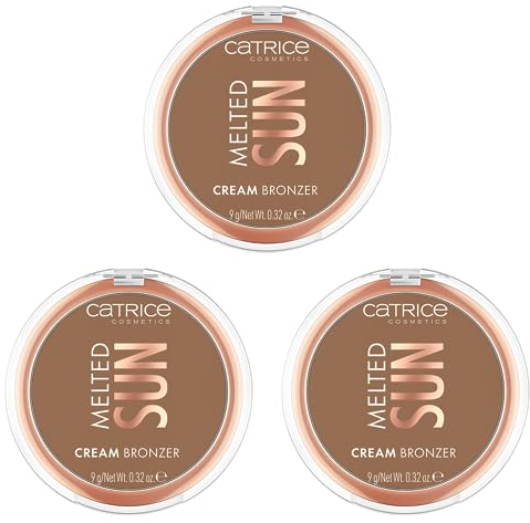 Catrice Melted Sun Cream Bronzer, Nr. 030, Braun, definierend, sofortiges Ergebnis, natürlich, matt, vegan, ölfrei, ohne Parfüm, ohne Alkohol, 3er Pack (3x9g)