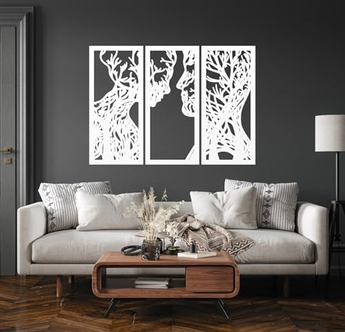 OrnamentiPL Trittico decorativo traforato, albero della vita, coppia, decorazione da parete 3D, ornamento