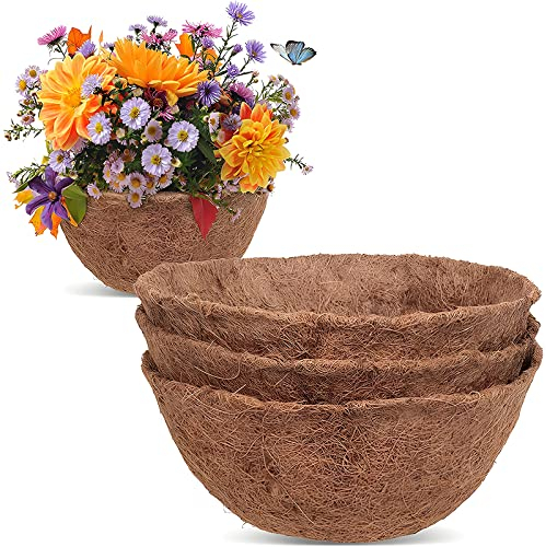4 Stück Kokoseinlage für Blumenampel, Blumenampel HäNgekorb Pflanzen HäNgeköRbe FüR Pflanzen FüR Garten Blumentopf Hanging Basket Blumenampel Außen,10 in