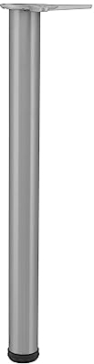 camar Tischfuß verstellbar 700-730mm rund ø 60mm, Metall Tischbein höhenverstellbar, Edelstahl gebürstet