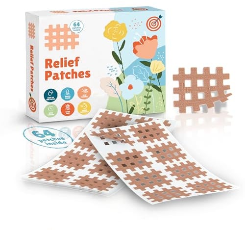 CrossLinq® Relief Patch Gittertape Pflasters | 64 Medium Gitterpflaster | Akupunkturpflaster zur Schmerzlinderung | Wasserfest & Hautfreundlich | Crosstapes mit extra starkem Halt | Beige