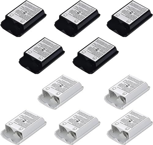 Dogxiong 10 Pcs Battery Pack Cover Case Compatible with Xbox360 Wireless Controller(5×Black + 5×White)