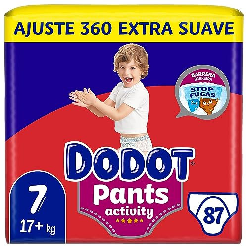 Dodot Activity Pants, Größe 7 (17 + kg), 87 Windeln, mit 360-Grad-Passform, auslaufsicher, extra weich