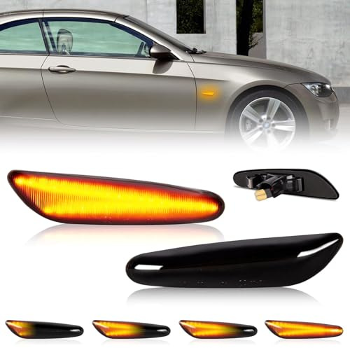 OZ-LAMPE LED Dynamic Side Indicator, 2Pcs Car Turn Signal Light Bulbs Canbus Error Free Side Repeater Marker Blinker Compatible for BMW E90 E91 E60 E61 E46 E36 E81 E82 E87 E88 E92 E93 E84 E83 E53