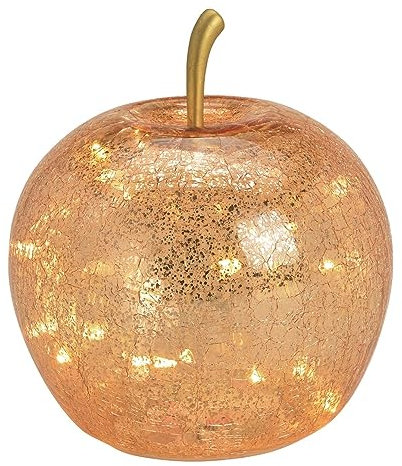 Deko Apfel LED beleuchtet 20 LEDs Deko-Figur Obst aus Glas in Gold Wohnungs-Dekoration Herbst-Deko Weihnachten Weihnachts-Deko Weihnachtsschmuck Advent Winter-Dekoration
