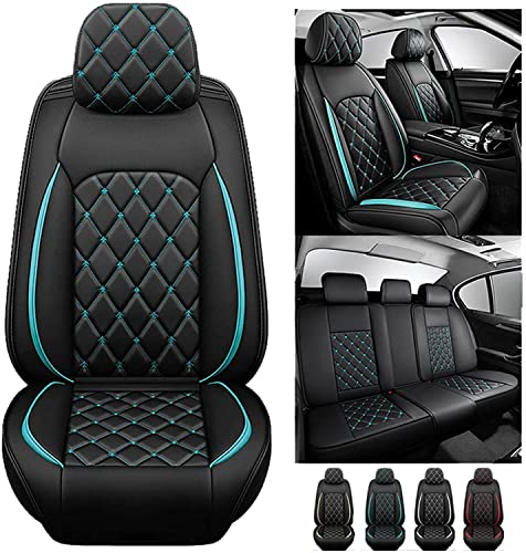 Sitzbezüge Auto Leder Autositzbezüge Universal Set für Seat Leon Ibiza Arona Ateca Altea Exeo Ibl Ibx Toledo grün , Kissen 5-Sitz Vorne Hinten Sitz Protektoren Rutschfest Wasserdicht Langlebig ( Color