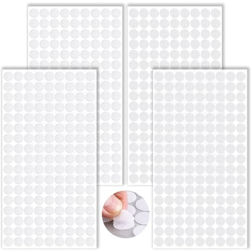 saizone Klett Klebepunkte,Klettpunkte Selbstklebend 10mm,600 Stück Punkte 300 Paar Schlaufe Punkte Self Adhesive Klebend Klettverschluss für Papier,Metall,Kunststoff,Glas,Leder (Weiß)