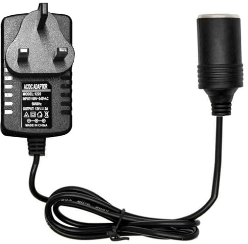 WEMAK Car Power Inverters 240V 2A AC Mains to 12V DC, Car Converter Socket Voltage Converter Power Adapter UK Plug AC to DC Household Cigarette Lighter - Maximum Power 24W