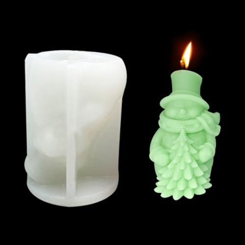 DeryArcle Silikonform Kerzen Schneemann, 3D Weihnachts Kerzenform, Epoxidharz Formen Weihnachten Harzform Snowman Candle Mold für DIY Seife Aromasteinen Gießen Handwerk Ornamente Dekor (Typ A)