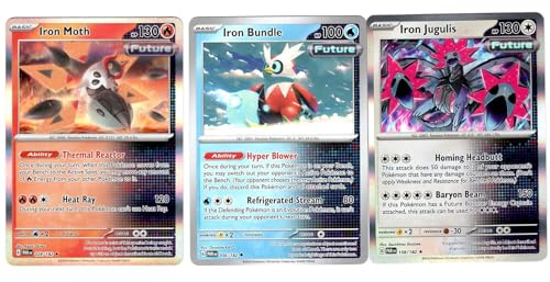Iron Moth - Iron Bundle - Iron Jugulis - Paradox Rift - Future Pokemon - 3 Card Lot - 028/182-158/182