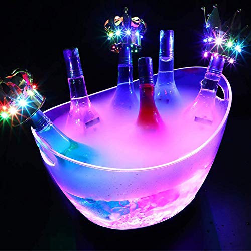 LED-Eiskübel Mit Griff, Transparente Acryl-Getränkewanne Mit Großem Fassungsvermögen, Mehrfarbige Weinkübel, Beleuchteter Champagnerkühler, Geeignet Für Familien, Bars, KTV