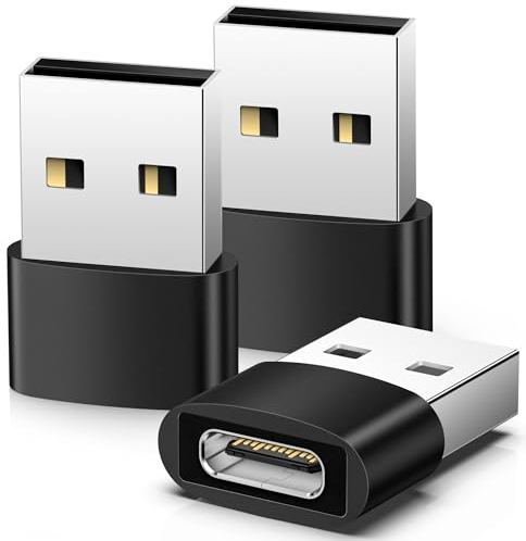 USB C Adapter, Adapter Type C auf A (3 Stück), USB C Buchse auf Typ A Stecker, USB Type C Adaptor Kompatibel mit iPhone 12 13 14 15 Pro Max,SE,iPad mini 6 Air 4 5, Samsung Galaxy S23 S22