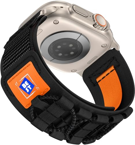 Anlinser Compatibile con Cinturino Apple Watch Ultra 2/Ultra 49mm 46mm 45mm 44mm 42mm, Cinturini in Velcro Sport in Nylon Robusti Compatibile con iWatch Serie 10/9/8/7/6/5/4/3/SE, Nero