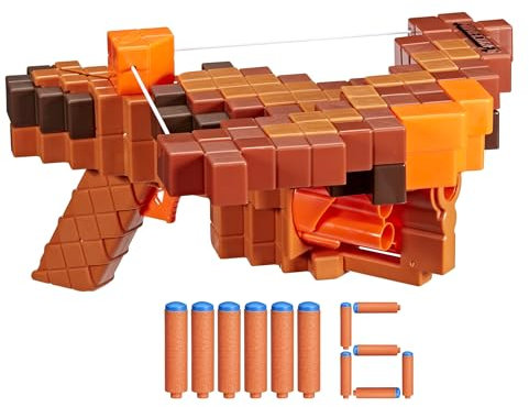 NERF Minecraft Pillager's Crossbow Dart Blaster, 6 N1 Darts kompatibel nur N1 Dart Blaster, 6 Dart Kapazität, ab 8 Jahren