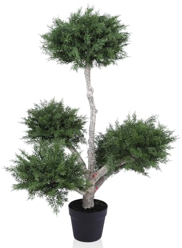 AntHousePlant Künstlicher Zedern-Formschnitt-Baum, 91 cm, künstliche Zypressen, UV-beständig, Topfpflanze, künstlicher Formschnittbaum für Veranda, Zuhause, Büro, Innen- und Außenbereich, MTY1006