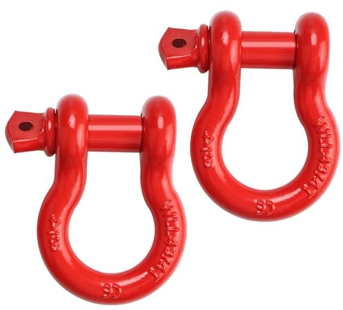 BOOMSTART 4,75t Schäkel, 2tlg Hochfest Schäkel, 3/4 M19 Große Schäkel aus Verzinktem Stahl, D Ring Schäkel Offroad Schaekel mit Bolzen zum Abschleppen und Anheben für Auto PKW, Rot