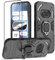 Btstring Funda para Nothing Phone 2a / 2a Plus con Cristal Templado Protector Pantalla, Carcasa Antigolpes con Soporte anular metálico, Case Protectora de Grado Militar, Negro