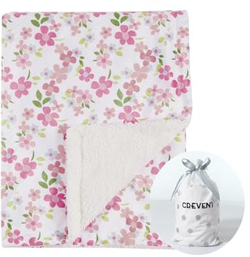 CREVENT 75cmX100cm Niedliche kuschelige Flauschige warme Babydecke für Mädchen Kleinkinder Bettwäsche/Kinderbett/Kinderwagen, Baby Dusche Geburtstag Neugeborenes Geschenk - Wildflower