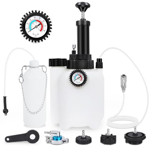 MR CARTOOL 3L Brake Bleeding Kit Manual Brake Bleeder Kit Automotive Brake Fluid Bleeder Hand Pressure Bleeder with 1L Brake Fluid Extractor & 4PCS Cylinder Adapter E20 Adapter for European Models