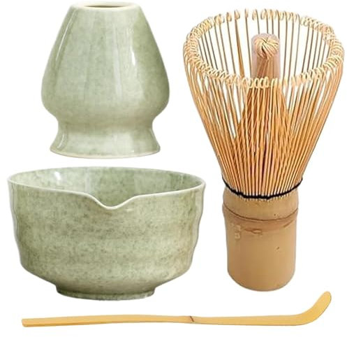 Ensemble de fouet à matcha Fouet à matcha en céramique Ensemble de matcha réutilisable Kit de matcha élégant comprenant un bol à matcha avec bec verseur un support de fouet à matcha un fouet en b