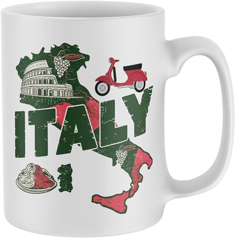 Purple Print House Country of Italy Mug Italian Travel Italia Men Women Backpacker Travelling Coffee Tea Gift Cup